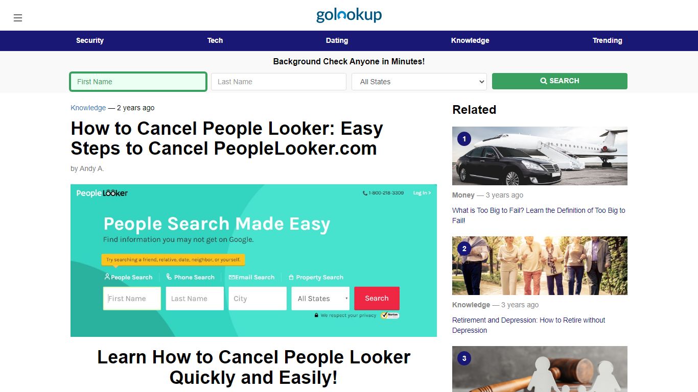 How to Cancel People Looker, How to Cancel PeopleLooker.com - GoLookUp